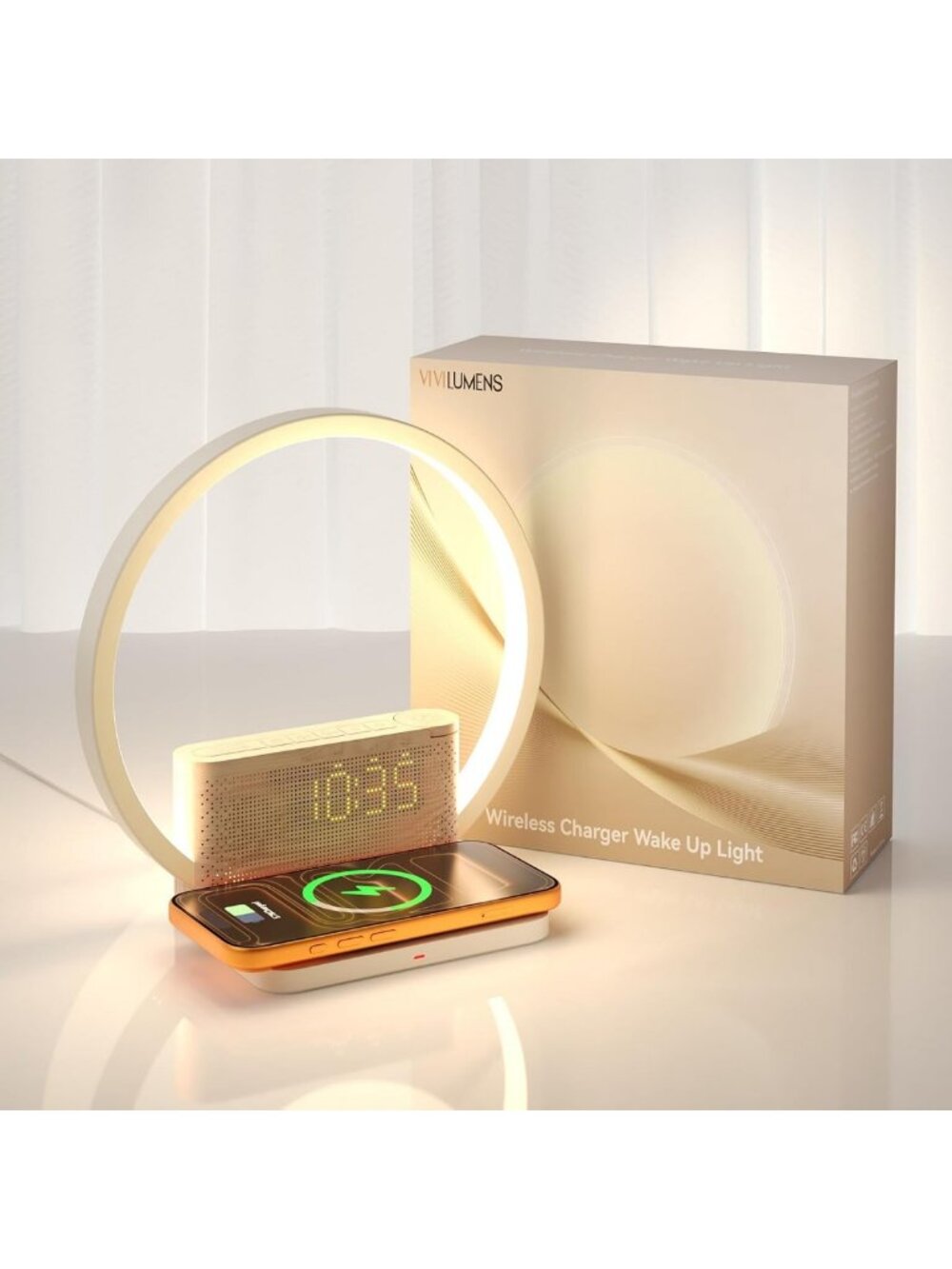 Sunrise Alarm Clock with Wireless Charger & White Noise Machine, Touch Night